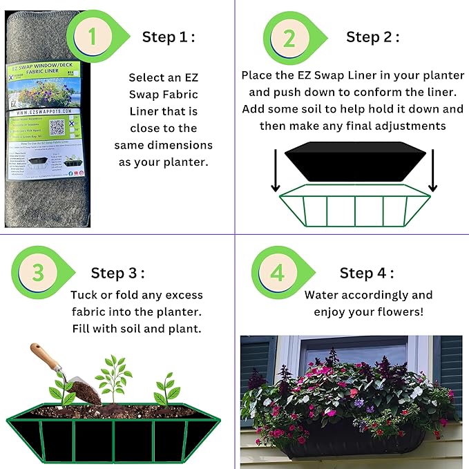 30 Inch Fabric Trough Coco Liner Replacement for Window Basket Flower Planter - 30" EZ Swap Fabric Window Basket Planter Coconut Liner Alternative. Use 3+ Seasons - Made in The USA