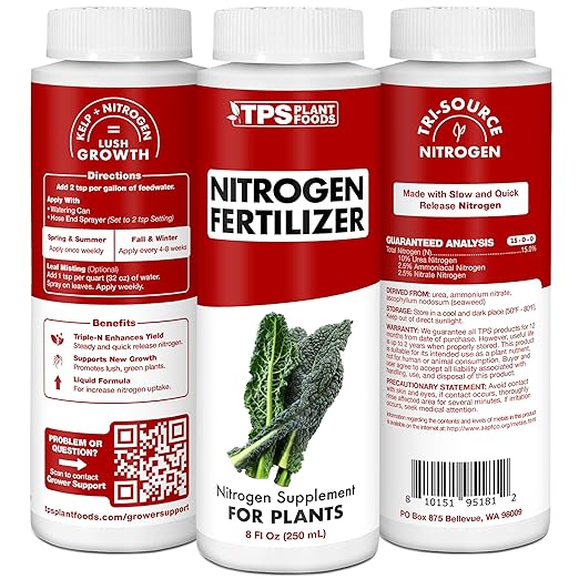 TPS NUTRIENTS Nitrogen for Plants, Tri-Source N Nitrogen for Lush Green Growth, Liquid Plant Fertilizer, 32 oz (1 Quart)