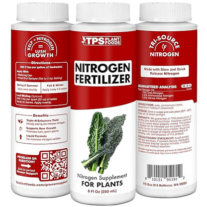 TPS NUTRIENTS Nitrogen for Plants, Tri-Source N Nitrogen for Lush Green Growth, Liquid Plant Fertilizer, 32 oz (1 Quart)