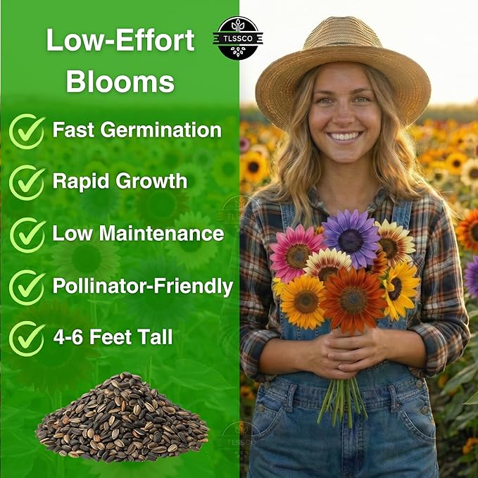 Sunflower Seeds for Planting (17 Varieties, Crazy Mixture), 549+ USA Premium Non-GMO Sunflower Seeds for Planting Indoor & Outdoor, Attracts Butterflies & Bees, Pack for 2026