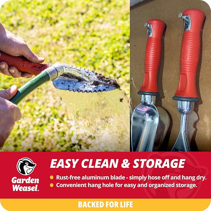 Garden Weasel Multi-Use Transplanter | Dig, Cultivate, Plant, Weed | Planting and Gardening Hand Digging Tool, Heavy Duty Trowel, Mini Gardening Shovel | 91360