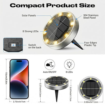 Peasur Mini Solar Ground Lights Outdoor, 12 Pack Flat Solar Powered Disc Lights, IP68 Waterproof, Anti-Rust, Landscape Lighting for Pathway Garden Yard Lawn Walkway Landscape Driveway, Warm White