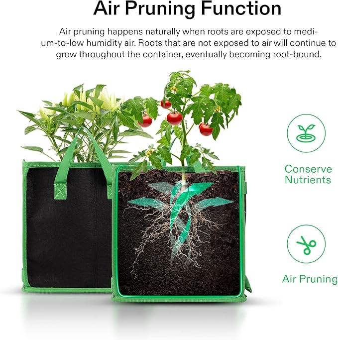 VIVOSUN 5 Pack 3 Gallon Square Grow Bags, Thick Nonwoven Cubic Fabric Pots with Handles for Indoor and Outdoor Gardening