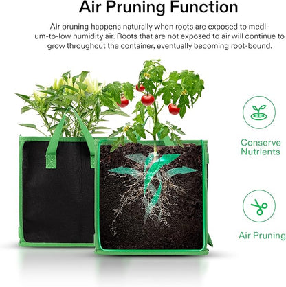 VIVOSUN 5 Pack 7 Gallon Square Grow Bags, Thick Nonwoven Cubic Fabric Pots with Handles for Indoor and Outdoor Gardening