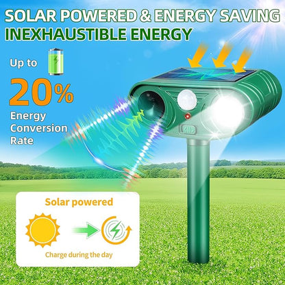2026 Solar Animal Repellent Outdoor&Cat Repellent Outdoor Rabbit Squirrel Deer Repellent Devices Coyote Raccoon Fox Deterrents with Motion Sensor & LED Waterproof Cat Deterrent for Garden Yard 4 Pack
