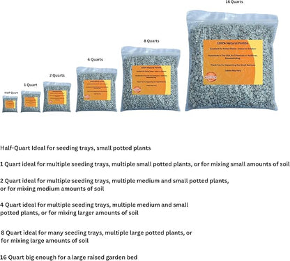 Organic Perlite for Plants - Ideal for Potting Mix & Indoor Gardening - Premium, All-Natural - 2 Quart