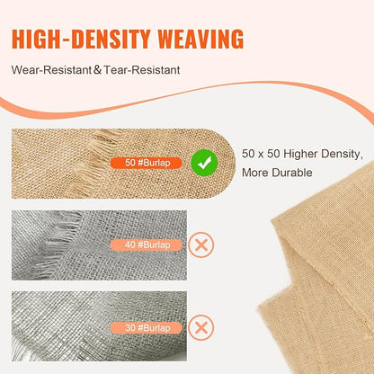 VEVOR Burlap Fabric Roll, 36” x 150 ft High Density Natural Jute Fiber Material for Outdoor Plant Care, Tree Wrap Roll, Decor, DIY Crafts, Wedding, Garden Weed Barrier, Plants & Trees Winter Covering