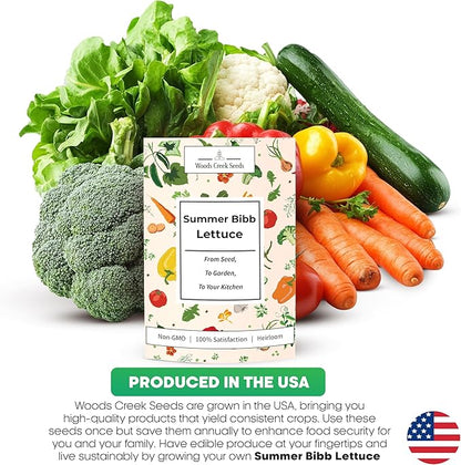 Summer Bibb Lettuce Seeds for Planting – Heirloom, Heat Tolerant Bibb Lettuce Seeds, Loose Leaf Salad Lettuce for Home Gardens & Hydroponics | Woods Creek Seeds