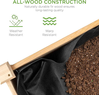 Best Choice Products 48 x 24 x 30 Inches Raised Garden Bed, Elevated Wood Planter Box Stand for Backyard, Patio, Balcony with Bed Liner, 200 Pound Capacity - Natural