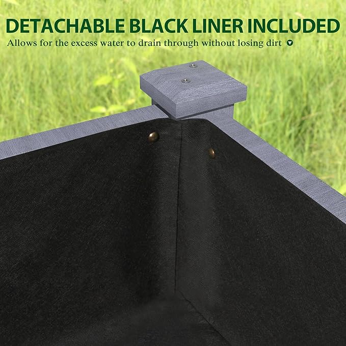 MUPATER 4 x 2FT Raised Garden Bed, Elevated Garden Bed with Drainage Holes, Planter Box with Four Wheels and Legs for Herbs and Vegetables, Greenhouse, Garden, Farm, Gray