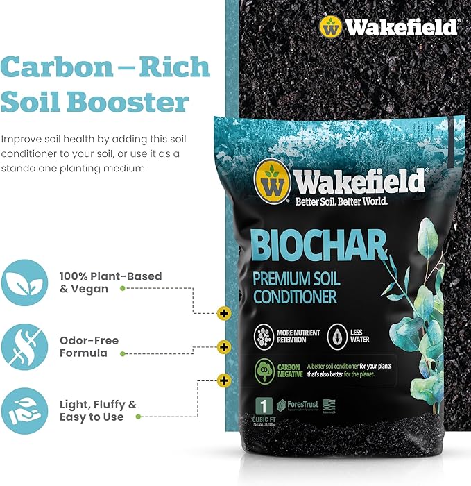 Wakefield Biochar Soil Conditioner for Plants and Lawns One Cubic Foot Bag