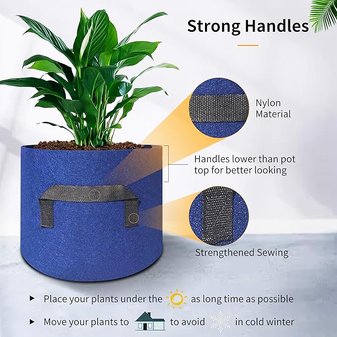 HAOWIN 400G Thickest 5-Pack 10 Gallon Grow Bags, Thickest Fabric Pots, Colorful Plant Grow Bags, Plant Labels Included Potato Growing Bags