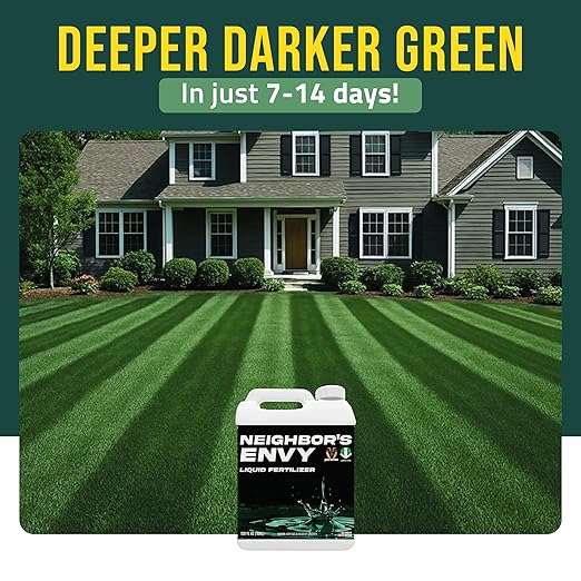 PetraMax Neighbor’s Envy Grass Fertilizer for Lawn & Garden, 4 Gallon Covers up to 64,000 sq.ft. 7-in-1 Liquid Lawn Fertilizer Concentrate for Deep Green Turf - Includes Nitrogen/Iron/Humic/Sea Kelp