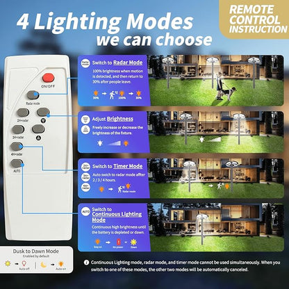 4000W Outdoor Street Light Head, Solar Powered, IP65 Waterproof, 350000LM 750 LEDs, Dusk to Dawn, Timer, Landscape Path Lamps, Post lamp with Remote for Lawn Pathway Driveway Yard