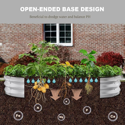 Raised Garden Bed, 6x3x1ft Galvanized Outdoor Planter Beds with Safety Edging and Gloves, Oval Metal Planter Box for Gardening Vegetables Flowers Herb-Sliver