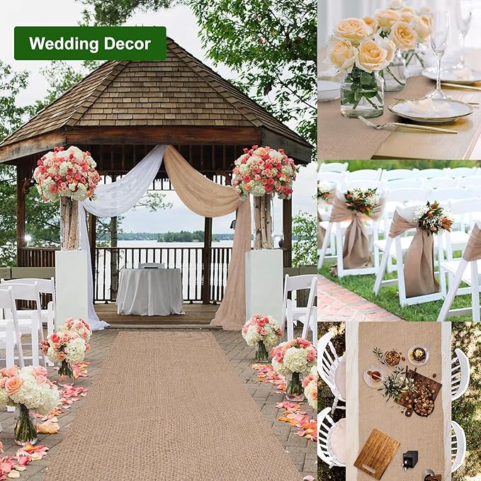 Agfabric Natural Burlap Fabric Roll,45 inch x15Feet,High Density Burlap Roll, Multipurpose Jute Fiber Material for Gardening, Decorations,Wedding Table Runners