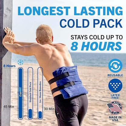 CryoMAX Cold Pack, Reusable, Latex Free, 8 Hour Cold Therapy, Large, 12" x 12"(Pack of 12)
