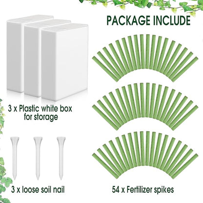 Enhon Fertilizer Spikes, 54 Plant Growth Food Spikes for Indoor & Outdoor, Growth Plant Food Sticks for Castor Bean, Spider Plant, Pothos, Ferns (3 Pack)