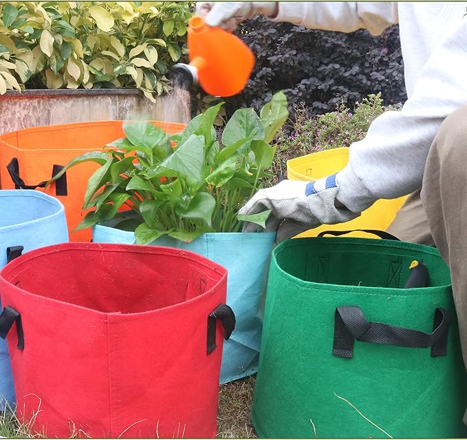 15-Gallon Fabric Grow Bags (7 Pack of Mix Colors) with Handles for Potato Tomato Flower and Vegetables