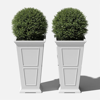 Veradek Brixton Series Tall Planter - Large Outdoor Planter for Front Porch/Patio | Crack-Resistant Plastic for All-Weather Use | Classic Estate Design for Tall Plants, Flowers, Trees
