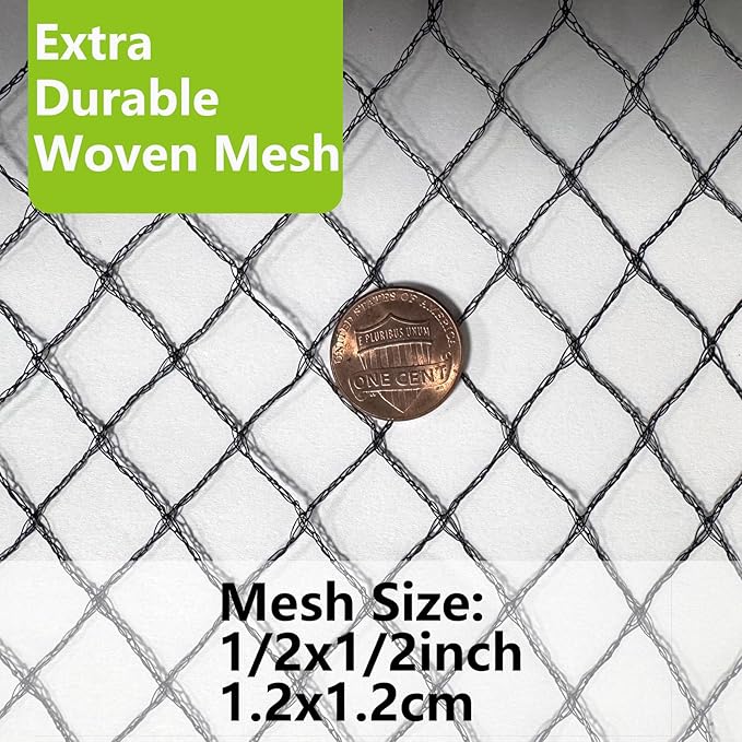 10x50ft Bird Netting for Garden Woven Mesh Garden Netting for Plants, Vegetable, Fruit Trees, Blueberry Bushes, Strawberries Against Birds, Deer, Squirrels and Other Animals