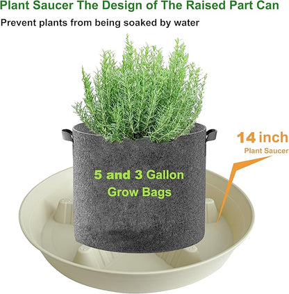 4 Pack Plant Saucer 14 inch, Plastic Plant Saucers for Indoors, Raised Middle Plant Trays for Pots, Water Tray for Plants, Plant Stand Water Catcher Tray, Pot Saucers for Plants