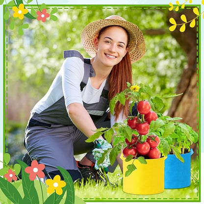 12 Pcs Multicolor Plant Grow Bags Large Grow Bags Fabric Planter Thickened Non Woven Fabric Pots with Handles for Indoor Outdoor Garden Planting Seeds Flower, 6 Colors (5 Gallon)