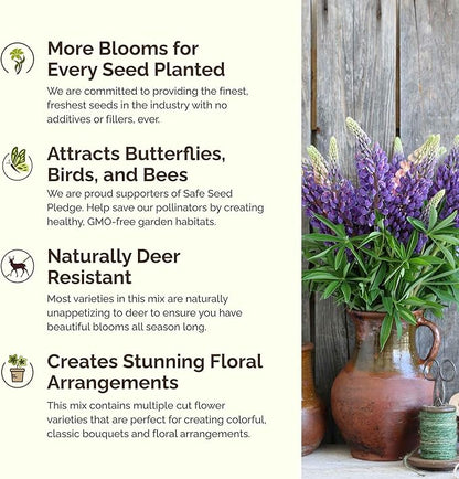 Eden Brothers Northeast All Perennial Wildflower Mixed Seeds for Planting, 5 lb, 2,400,000+ Seeds with Milkweed, NE Aster | Attracts Pollinators, Plant in Spring or Fall, Zones 3, 4, 5, 6, 7, 8, 9, 10