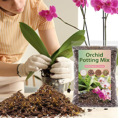 Premium Orchid Potting Mix for Repotting,4 Quarts Orchid Soil for Various Orchid Types,Orchid Specific Formula Blends Natural Pine Bark,Perlite,Coco Peat & Dried Forest Moss