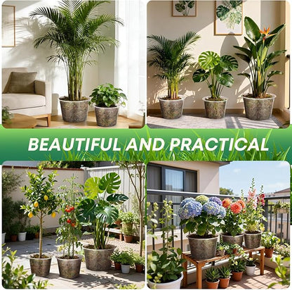 5 Pack 12 Inch Large Clear Nursery Pots with Drainage Hole, Plastic Plant Pots for Seedlings Flowers Vegetable, Indoor Outdoor Gardening, Used as Liners Inside Decorative Pots (12 Inch)