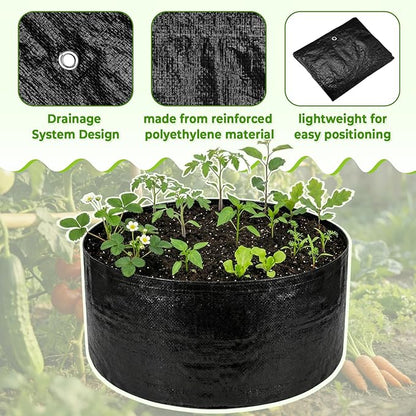 4 Pack 2 x 2 x 1 ft Round Fabric Galvanized Raised Garden Bed Liner Raised Garden Bed Liner Bag with Drainage Holes Heavy Duty Planter Pots Gardens Box for Outdoor Plants Growth Vegetables
