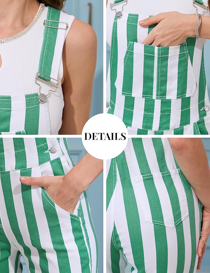 Bindefon Overalls for Women Fashion Jumpsuits Striped Pants Printed Bibs Coveralls White Elephant Gifts