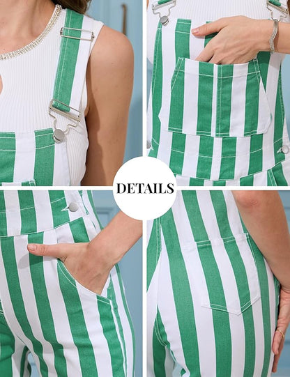 Bindefon Overalls for Women Fashion Jumpsuits Striped Pants Printed Bibs Coveralls White Elephant Gifts