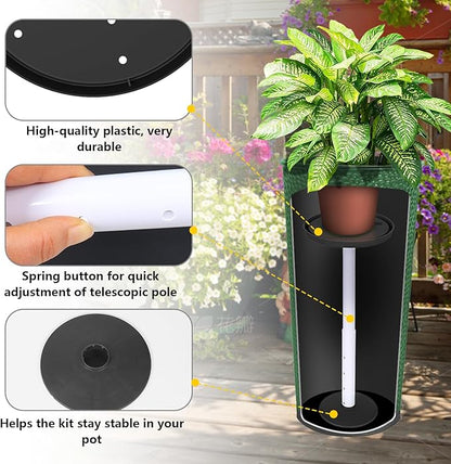 Adjustable Height Planter Inserts for Large Pots, Portable Planter Filler Plant, Lift Inserts for Indoor Outdoor Tall Taper Flower Pot, (11-17” Rise, 6" Base, 8" or 10" Top) (Black, shorts)