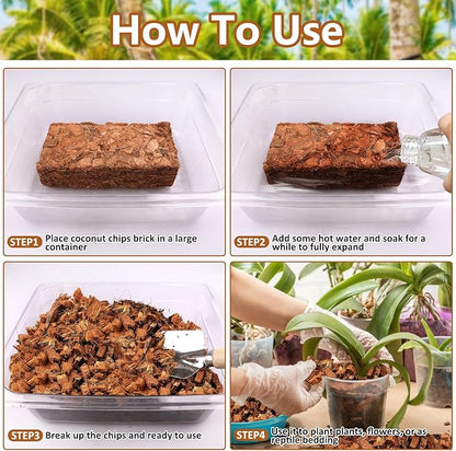 Legigo 10 Pack Coco Coir Chips for Plants- 11 LB 100% Organic Coconut Chips Brick Potting Mix with Low EC & PH Balance, Coconut Husk Substrate Coco Husk Mulch for Garden, Planting, Orchid and Soil Mix