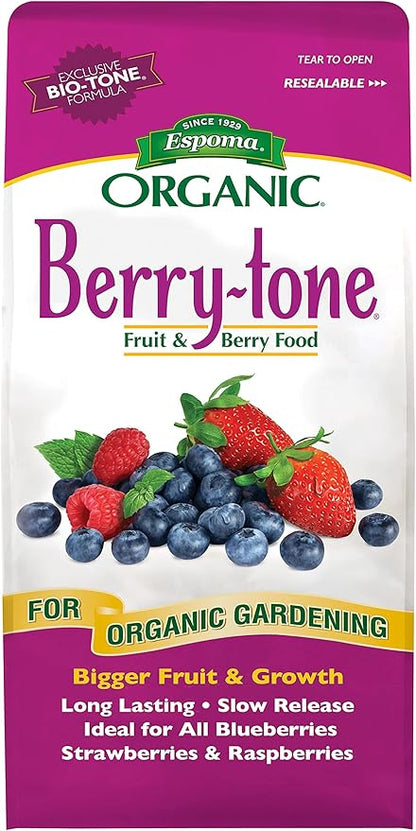 Espoma Organic Berry-Tone 4-3-4 Natural & Organic Fertilizer and Plant Food for All Berries. 4 lb. Bag. Use for Planting & Feeding to Promote Bountiful Harvest - Pack of 2