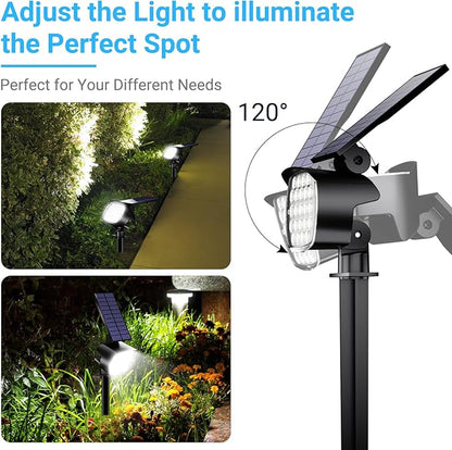 hyrion Solar Spot Light Outdoor Waterproof IP65, 23 LED 3 Lighting Modes Solar Powered Garden Lights Landscape Lighting for Yard,Tree Lawn, Pathway 4 Pack Cool White
