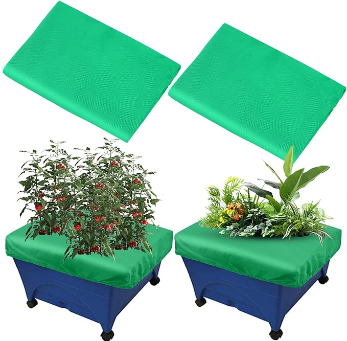 2 Pack City Pickers Replacement Mulch Cover, 20" x 24" Black Planter Box Cover with Elastic City Picker Raised Bed Cover for Garden Planters Boxes (Green)