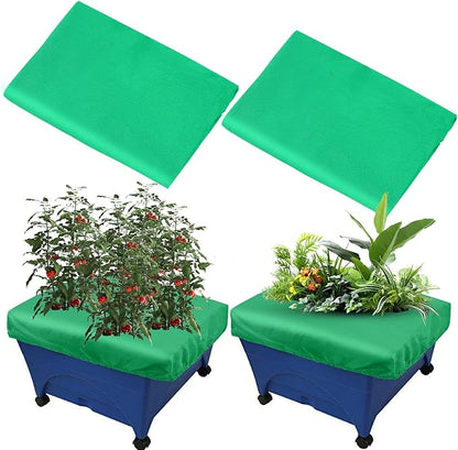 2 Pack City Pickers Replacement Mulch Cover, 20" x 24" Black Planter Box Cover with Elastic City Picker Raised Bed Cover for Garden Planters Boxes (Green)