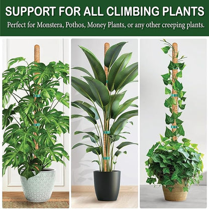 3 Pack 28 Inch Moss Pole, Stackable Moss Poles for Climbing Plants Monstera, Tall Plant Sticks Accessories, Large Coir Monstera Plant Support Stakes for Potted Plants Indoor, Pothos
