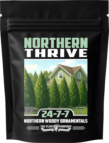 Fertilizer Commercial Grade | Northern Thrive 24-7-7 | 5 Ounces | Granular Controlled Release Feed | High Nitrogen Formula for Woody Ornamentals | Shrubs Trees Foliage Growth Beds Borders Landscapes