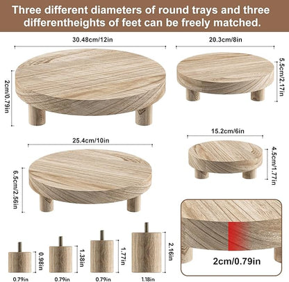 Wood Plant Stand Indoor Outdoor, 12/10/8/6" Round Wood Riser for Decor, Wooden Stool Display Stand Flower Pot Holder Small Planter Tray Modern Potter Decorative for Desktop Counter Room (Natural-4pcs)