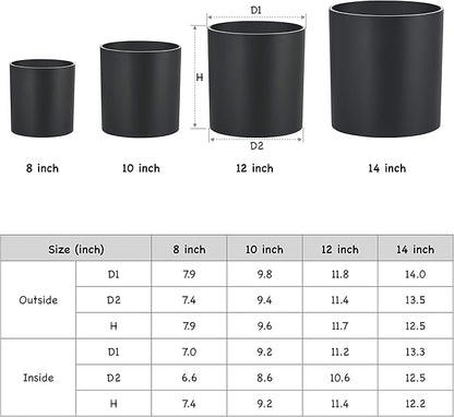 FaithLand Plant Pot 8 inch - Perfectly Fits Mid-Century Modern Plant Stand - Drainage Plug - Matte Black