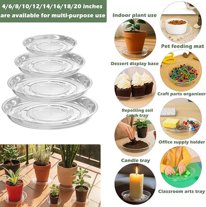 30 Packs 20" Clear Plant Saucers for Indoor Outdoor Use Heavy Duty Plastic Plant Trays for Planter Flower Pot Drip Trays to Catch Water, Bulk 4 to 20 Inch, Round Transparent