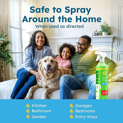 BugMD Ant Spray – Insect & Pest Spray Indoor Safe for Pets, Roach & Spider Killer, Plant-Based Insect Repellent for Home, Flea & Fly Sprayer with Clove Oil, Plant-Based Essential Oil Formula 32 fl oz