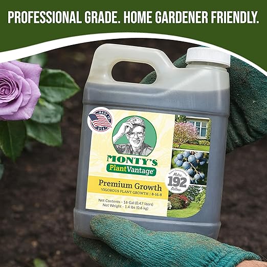 PlantVantage Premium Growth Liquid Plant Food - Liquid Fertilizer for Stronger Stems & Larger Leaves, NPK Fertilizer (8-16-8) with Zinc & Iron, Foliar Spray for Trees, Shrubs & Flower Boost, 16 oz