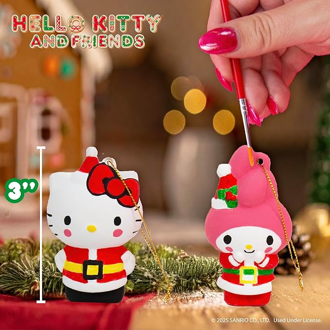 Horizon Group USA Paint Your Own Figurine Kit, DIY Art Project for Kids, Hello Kitty and My Melody Ornaments