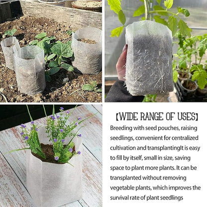 Tarklanda 100pcs Grow Bags,Biodegradable Non-Woven Plant Nursery Bags Plant Fabric Seedling Pots Bags Plants Home Garden Supply (7.8 * 11.8)