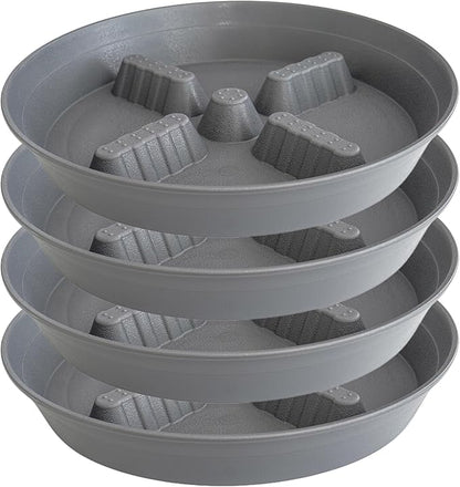 4 Pack Plant Saucer 10 inch, 8 12 14 17 inch, Plant Stand Plastic Plant Saucers for Indoors Outdoor, Heavy Duty Flower Plant Risers for Inside Pots, Pot Saucers for Plants, Grow Bags Saucers