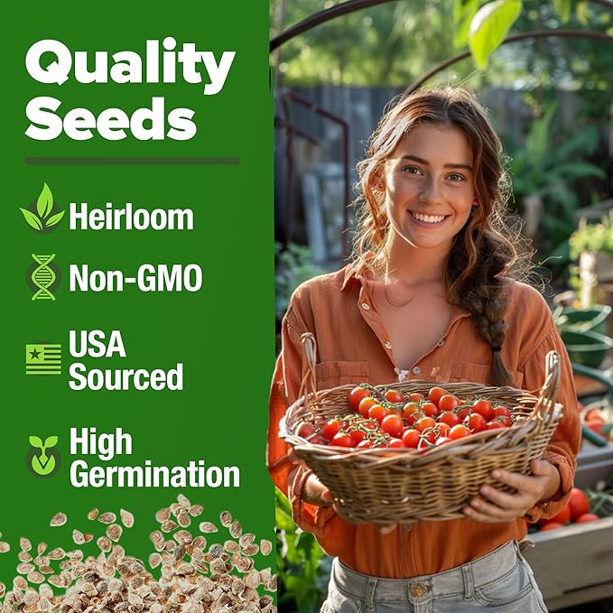 HOME GROWN Large Red Cherry Tomato Seeds Pack 500 High Germination Heirloom Seeds Vegetable Seeds for Garden,Homestead & Self-Sufficient Growing(Solanum lycopersicum)